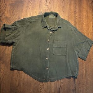 Back Beat Co. Dark Olive Casual Button Down Shirt